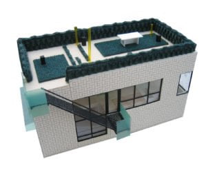 Angled exterior view of Chelsea Hill House model