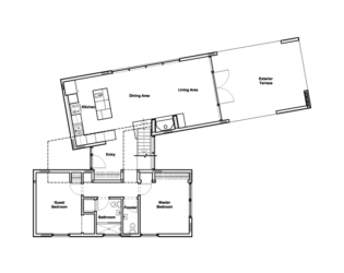 Ground-level floorplan of Hill-Maheux Cottage