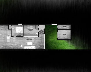 Floor plans and zoning of the Stacey-Turley Residence Basement