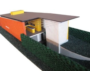 Partial view of interior of Stacey-Turley Residence house model