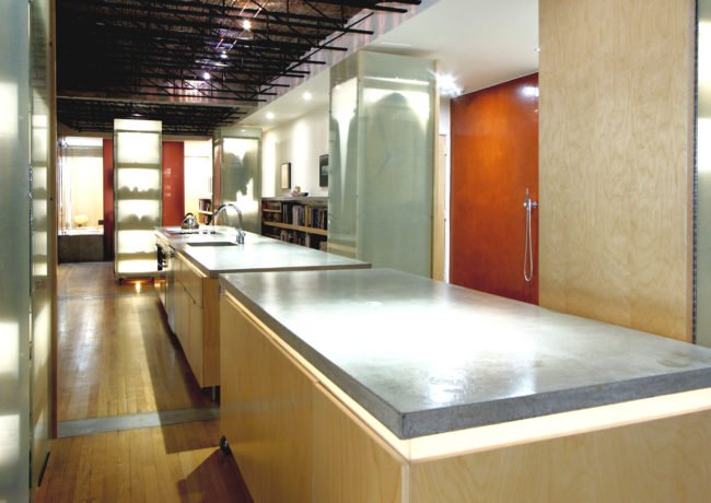 Angled photo of kitchen in Ottawa Loft