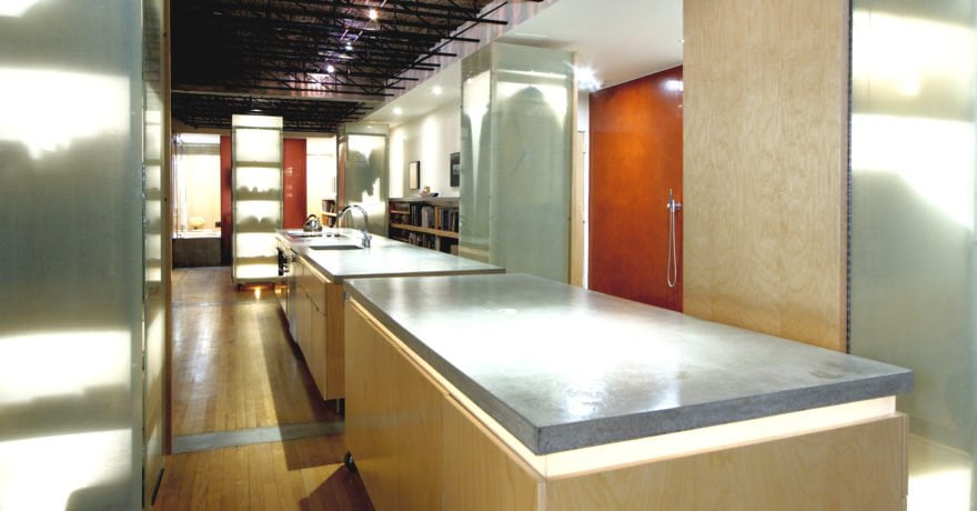 Angled photo of kitchen in Ottawa Loft