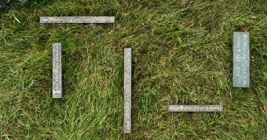Top-down view of Cemetery Markers