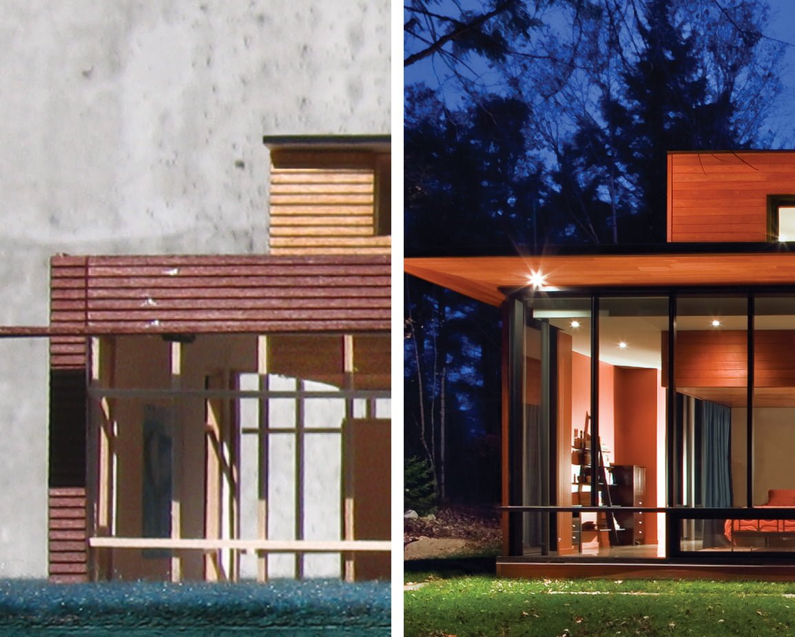 architecture physical model compared to final build of home